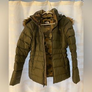 Green camo North Face Winter coat